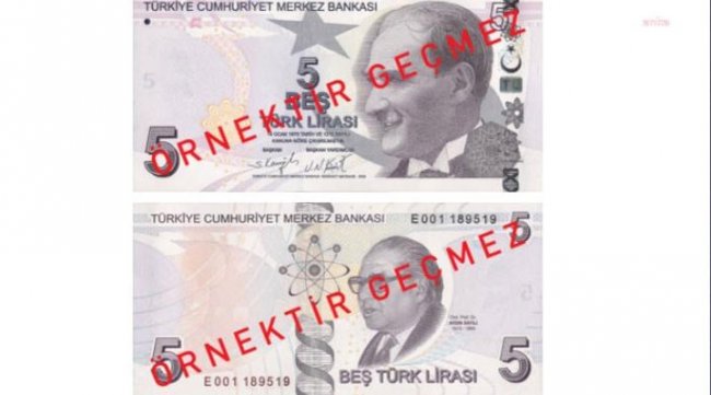 yeni 5 TL banknot örnek parası
